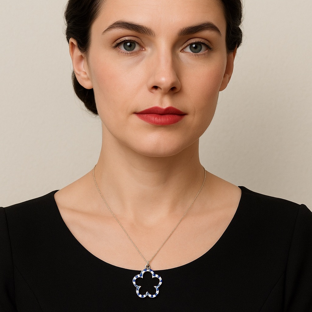 Tiffany & Co Paloma Picasso Silver & Blue Enamel Palina Swirl Pendant Necklace - Picture 2 of 10